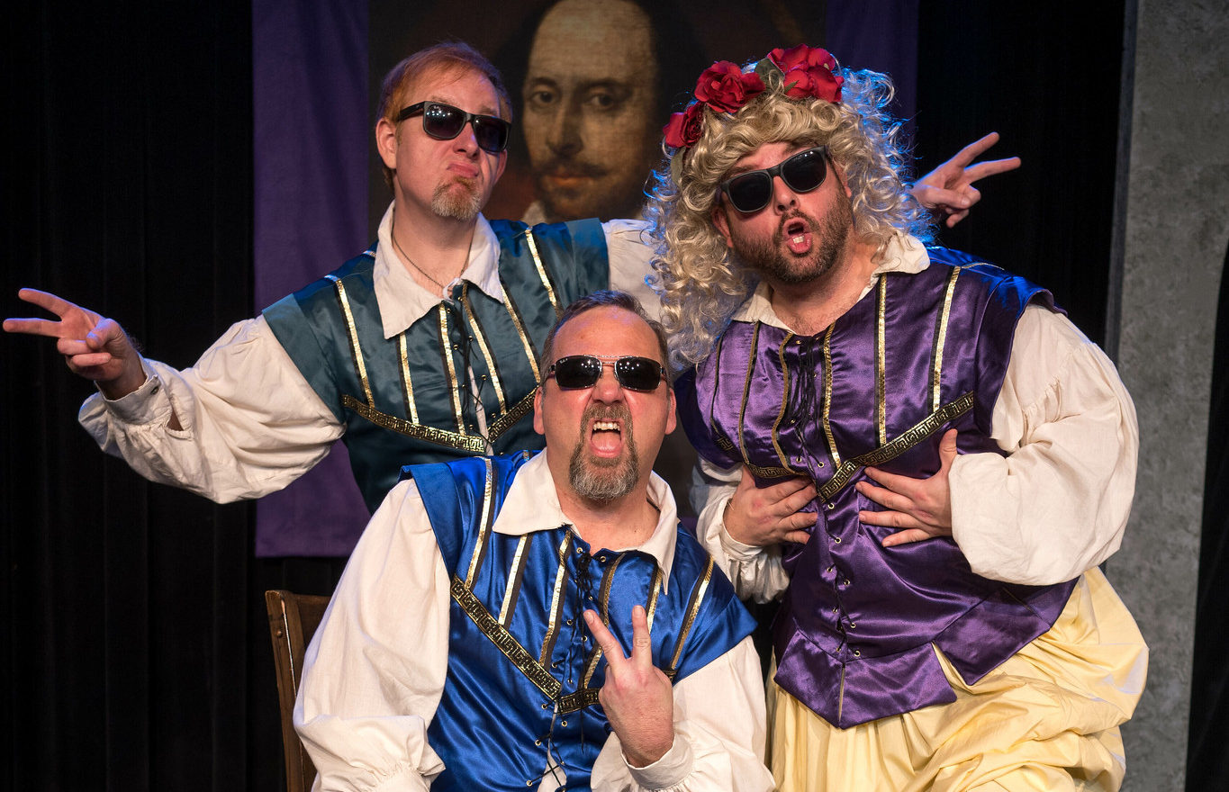 The cast from the Complete Works of William Shakespeare (Abridged), now playing at the Straz.  