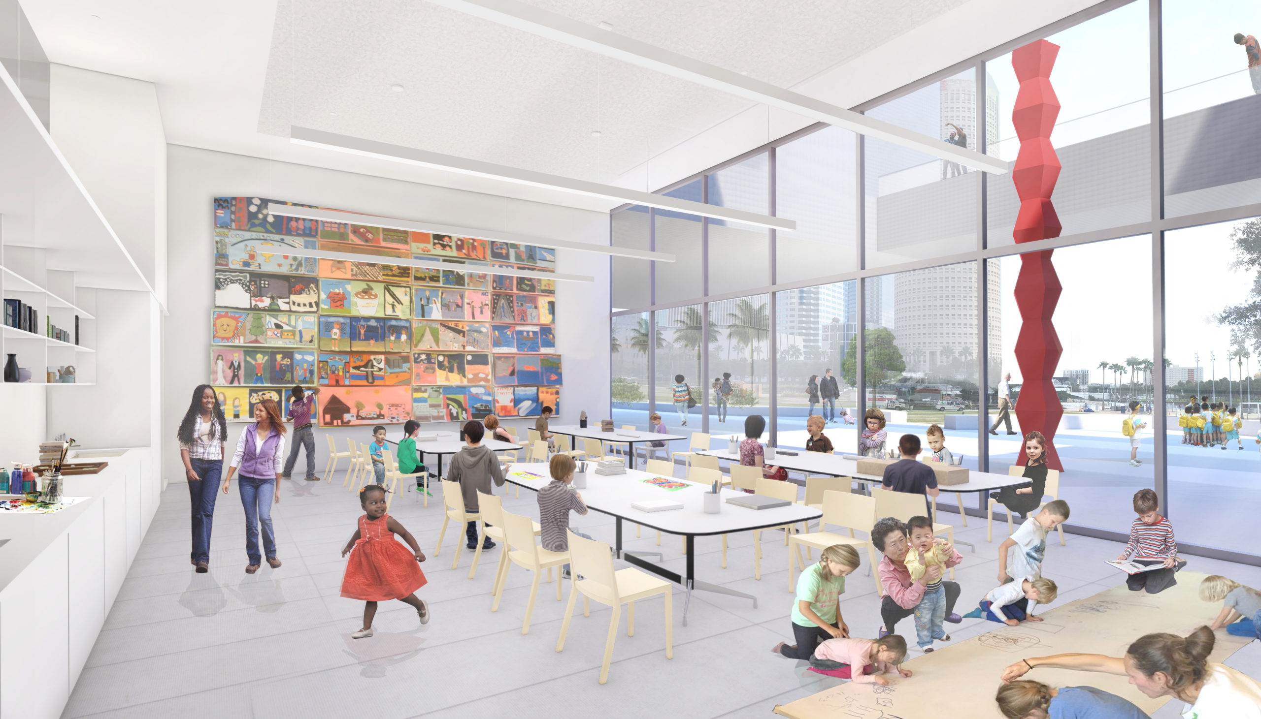 Rendering of new art education classroom at the Tampa Museum of Art. WEISS/MANFREDI